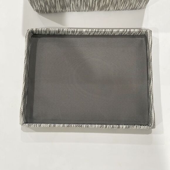 Storage box fabric Tweed storage box with handles and top gray white 10x8x6 - Picture 4 of 5